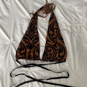 Brown and black designed cropped tank